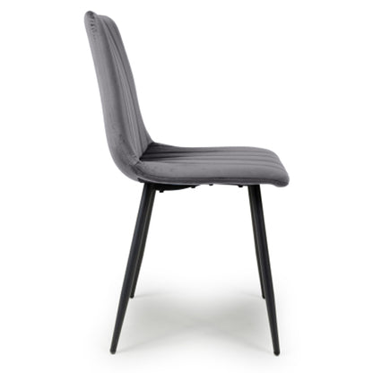 Lisbon Grey Brushed Velvet Dining Chairs In Pair
