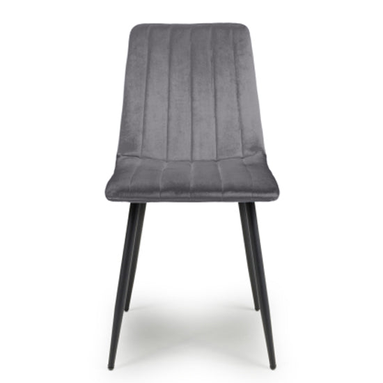 Lisbon Grey Brushed Velvet Dining Chairs In Pair