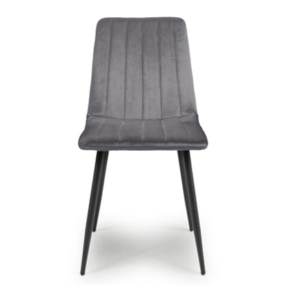 Lisbon Grey Brushed Velvet Dining Chairs In Pair