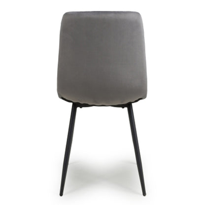 Lisbon Grey Brushed Velvet Dining Chairs In Pair