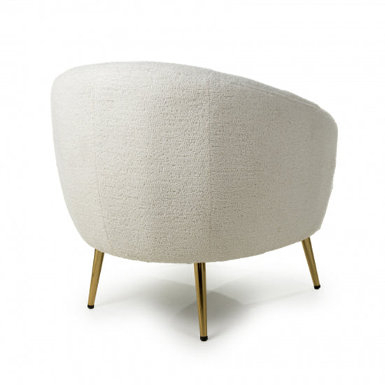 Lucia Boucle Fabric Tub Chair In Vanilla White