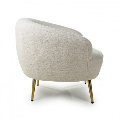 Lucia Boucle Fabric Tub Chair In Vanilla White