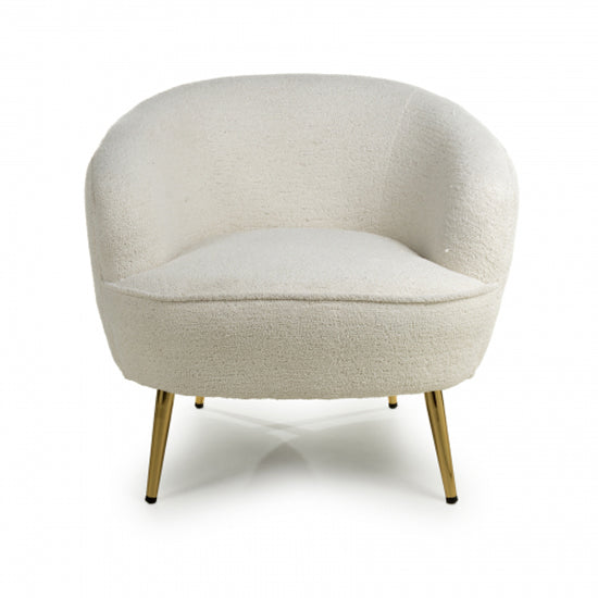 Lucia Boucle Fabric Tub Chair In Vanilla White