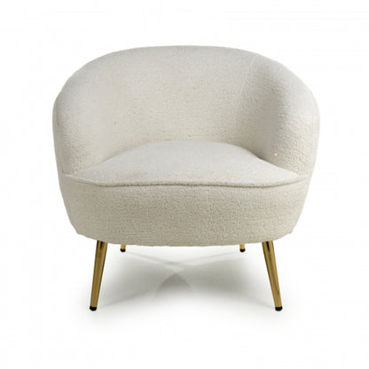 Lucia Boucle Fabric Tub Chair In Vanilla White