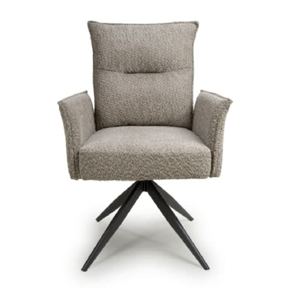 Brunswick Mink Textured Chenille Effect Fabric Swivel Armchairs In Pair