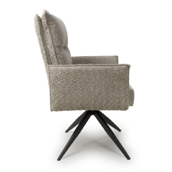 Brunswick Mink Textured Chenille Effect Fabric Swivel Armchairs In Pair