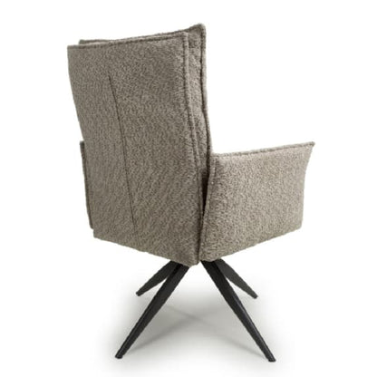 Brunswick Mink Textured Chenille Effect Fabric Swivel Armchairs In Pair