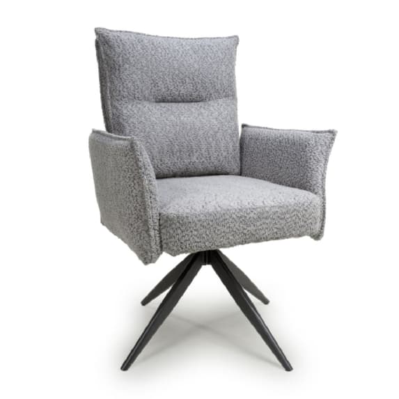 Brunswick Light Grey Textured Chenille Effect Fabric Swivel Armchairs In Pair