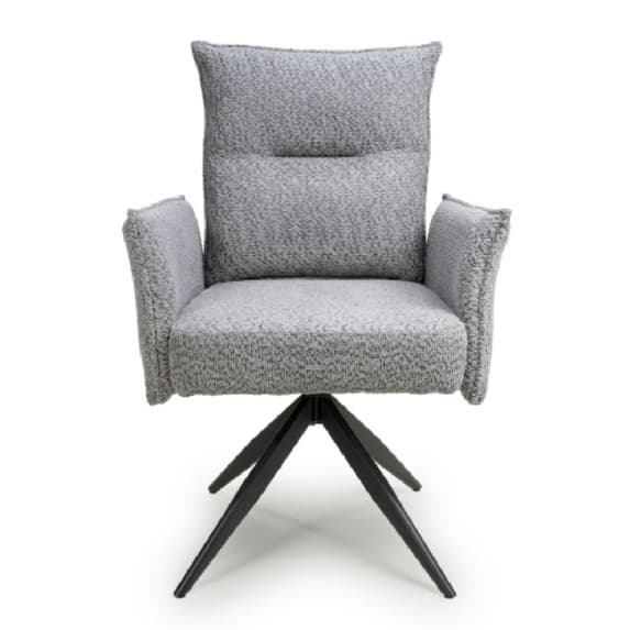 Brunswick Light Grey Textured Chenille Effect Fabric Swivel Armchairs In Pair