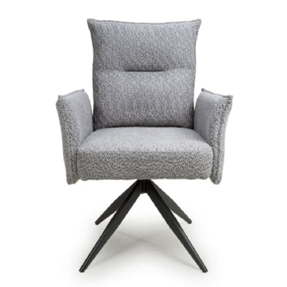 Brunswick Light Grey Textured Chenille Effect Fabric Swivel Armchairs In Pair