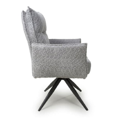 Brunswick Light Grey Textured Chenille Effect Fabric Swivel Armchairs In Pair