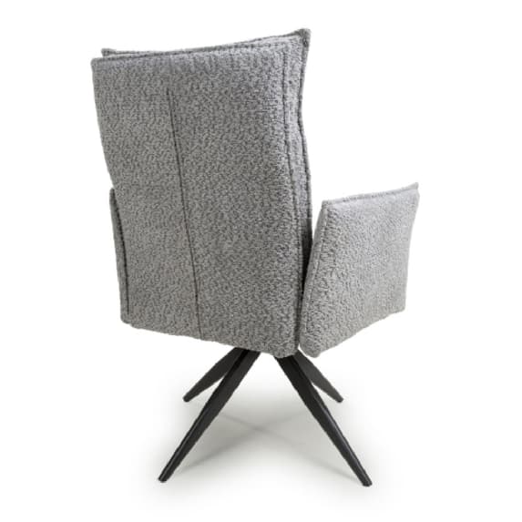Brunswick Light Grey Textured Chenille Effect Fabric Swivel Armchairs In Pair