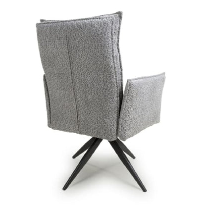 Brunswick Light Grey Textured Chenille Effect Fabric Swivel Armchairs In Pair