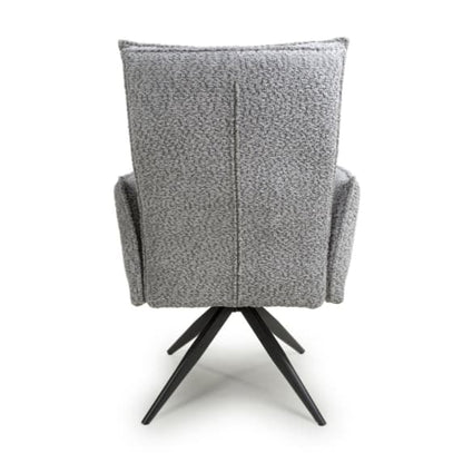 Brunswick Light Grey Textured Chenille Effect Fabric Swivel Armchairs In Pair