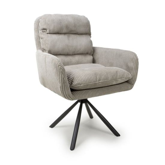 Cassidy Mink Corduroy Fabric Swivel Dining Chairs In Pair