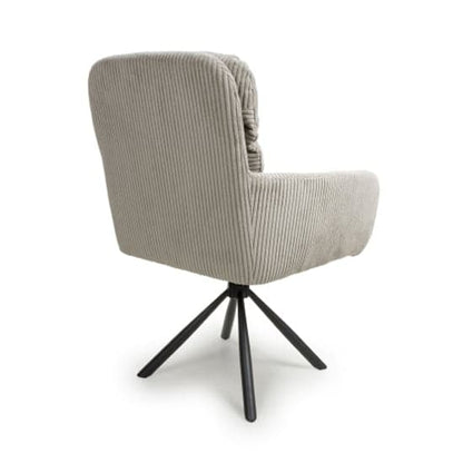Cassidy Mink Corduroy Fabric Swivel Dining Chairs In Pair