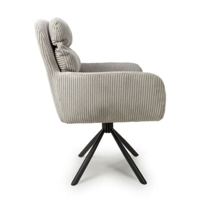 Cassidy Mink Corduroy Fabric Swivel Dining Chairs In Pair