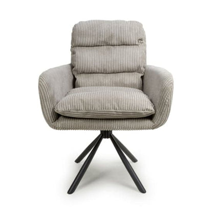Cassidy Mink Corduroy Fabric Swivel Dining Chairs In Pair
