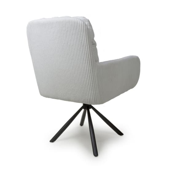 Cassidy White Corduroy Fabric Swivel Dining Chairs In Pair