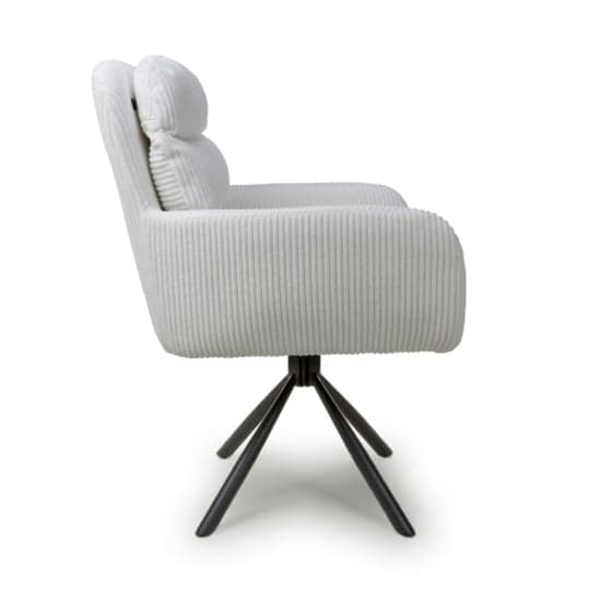Cassidy White Corduroy Fabric Swivel Dining Chairs In Pair
