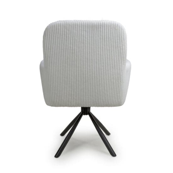 Cassidy White Corduroy Fabric Swivel Dining Chairs In Pair