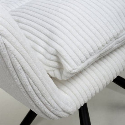Cassidy White Corduroy Fabric Swivel Dining Chairs In Pair