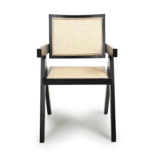 Dublin Black Rattan Dining Chairs In Pair