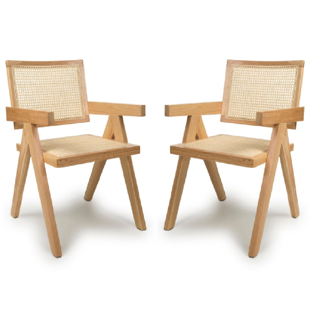 Dublin Natural Rattan Dining Chairs In Pair