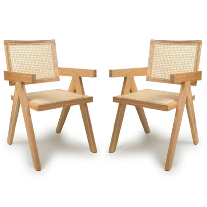 Dublin Natural Rattan Dining Chairs In Pair