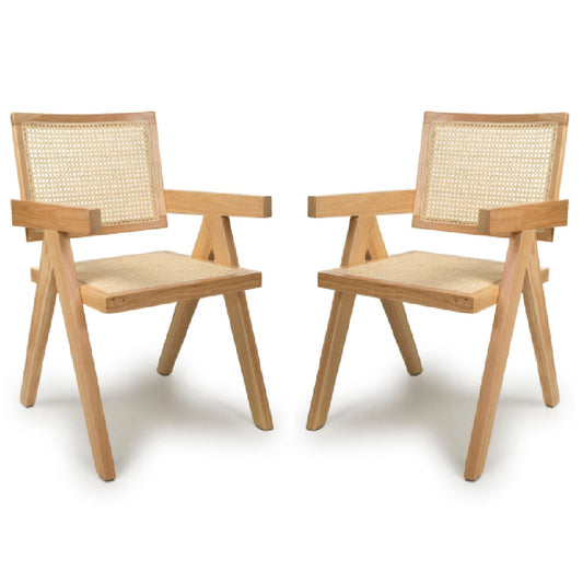 Dublin Natural Rattan Dining Chairs In Pair