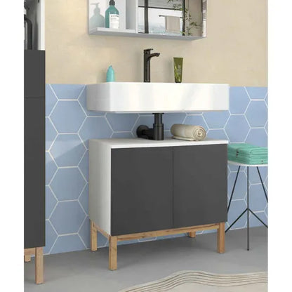Mirza Wooden Bathroom Vanity Unit In White And Anthracite