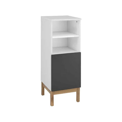 Mirza Wooden Bathroom Storage Cabinet With 1 Door In White And Anthracite