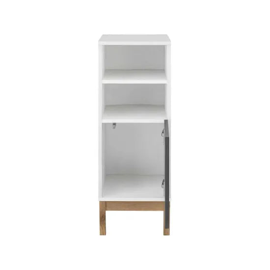 Mirza Wooden Bathroom Storage Cabinet With 1 Door In White And Anthracite