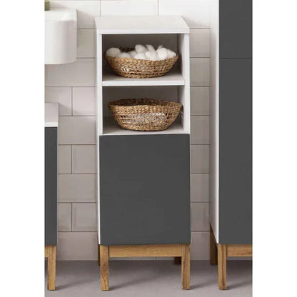 Mirza Wooden Bathroom Storage Cabinet With 1 Door In White And Anthracite