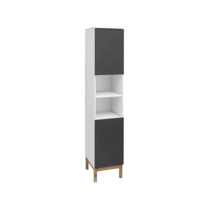 Mirza Tall Wooden Bathroom Storage Cabinet In White And Anthracite