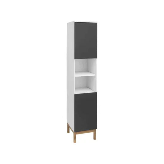 Mirza Tall Wooden Bathroom Storage Cabinet In White And Anthracite