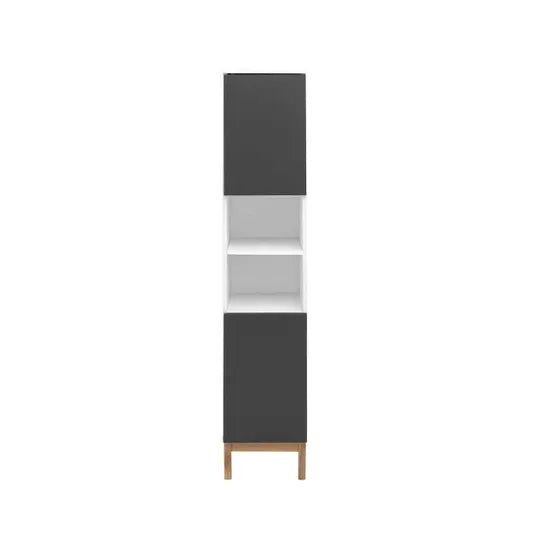 Mirza Tall Wooden Bathroom Storage Cabinet In White And Anthracite