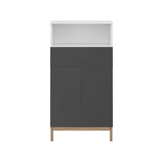 Mirza Wooden Bathroom Storage Cabinet With 2 Doors In White And Anthracite