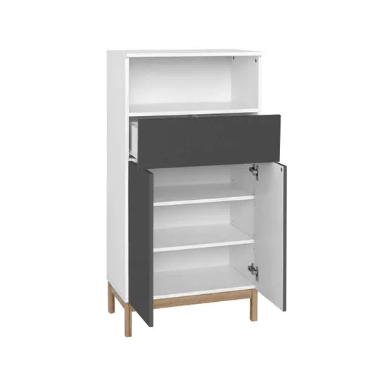Mirza Wooden Bathroom Storage Cabinet With 2 Doors In White And Anthracite
