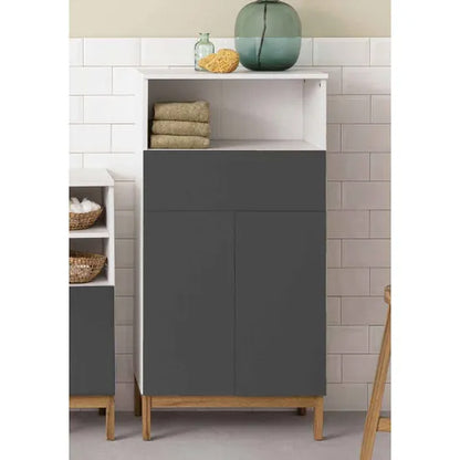 Mirza Wooden Bathroom Storage Cabinet With 2 Doors In White And Anthracite