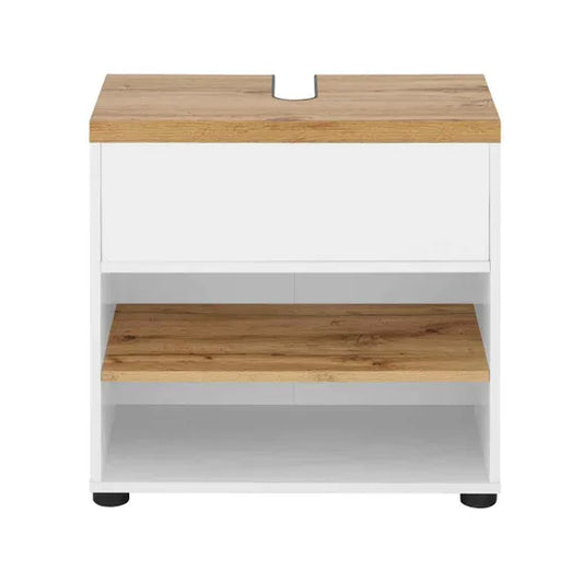 Thessa Wooden Bathroom Vanity Unit With 2 Doors In White Oak