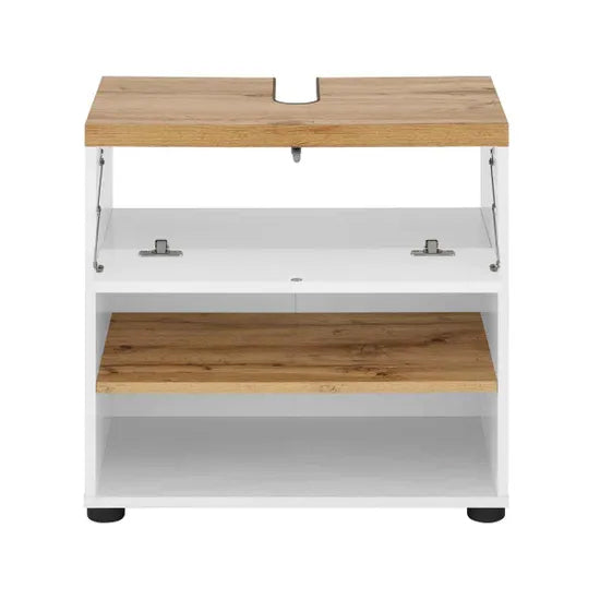 Thessa Wooden Bathroom Vanity Unit With 2 Doors In White Oak