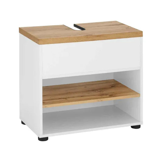 Thessa Wooden Bathroom Vanity Unit With 2 Doors In White Oak