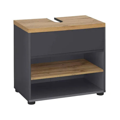 Thessa Wooden Bathroom Vanity Unit With 2 Doors In Anthracite Oak