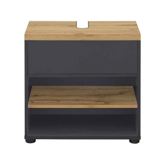 Thessa Wooden Bathroom Vanity Unit With 2 Doors In Anthracite Oak
