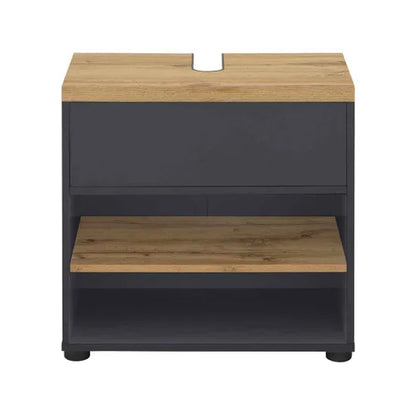 Thessa Wooden Bathroom Vanity Unit With 2 Doors In Anthracite Oak