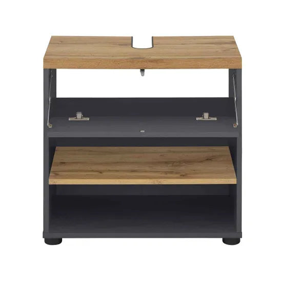 Thessa Wooden Bathroom Vanity Unit With 2 Doors In Anthracite Oak