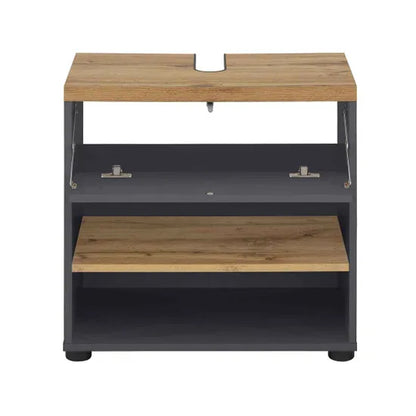 Thessa Wooden Bathroom Vanity Unit With 2 Doors In Anthracite Oak