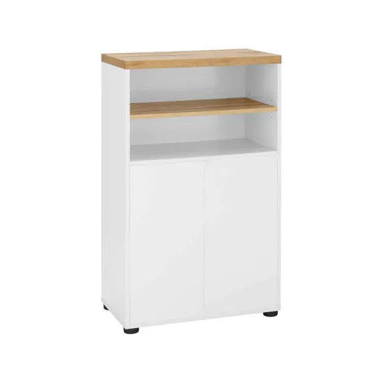 Thessa Wooden Bathroom Storage Cabinet With 2 Doors In White Oak