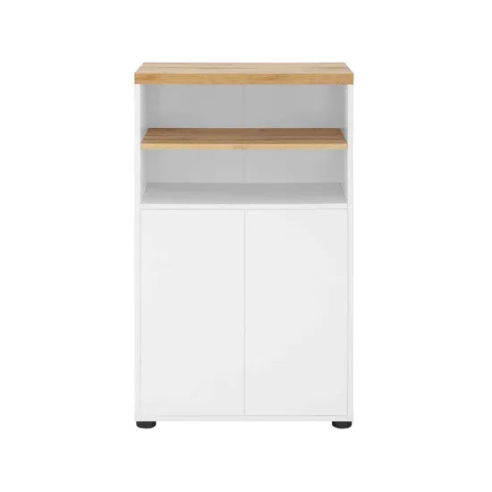 Thessa Wooden Bathroom Storage Cabinet With 2 Doors In White Oak